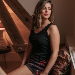 Midnight Rose Shorts -Unterwäsche Verkäufe 2024 lacyblackpyjamatop1 annasleep0003black 1